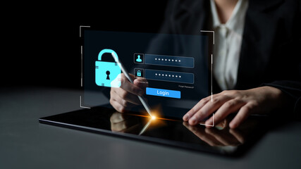 A user interface for a secure login portal. The screen requires a username and password for...