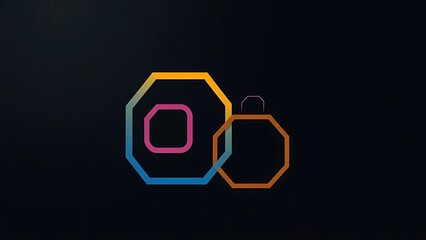 Fototapeta premium Interlocking geometric shapes on a dark background for business strategy.