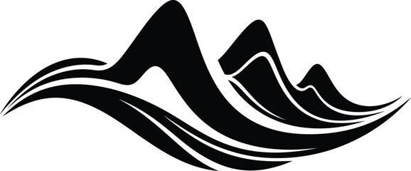 Obraz premium Stylized mountain range with wavy lines, evoking a sense of nature and adventure in a simple design