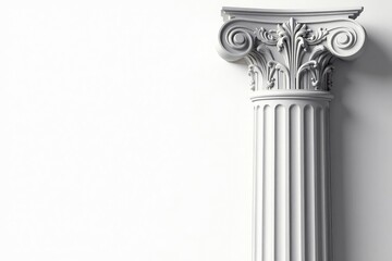 Obraz premium Elegant Roman column detail against stark white backdrop, antique, marble