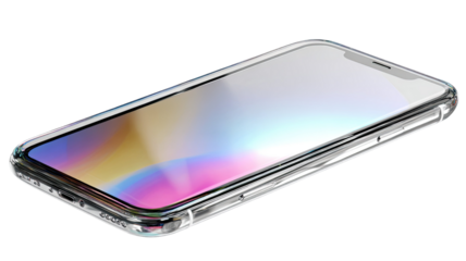  Modern smartphone with sleek touchscreen display for digital communication technology and portable electronic connectivity device isolated on white background