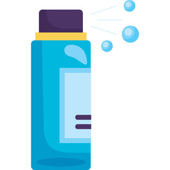 Turquoise Spray Bottle With Purple Cap Dispensing Blue Bubbles On White Background Vector Art