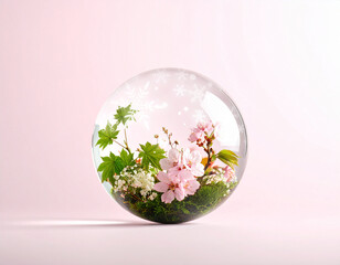 ガラスの中にある四季の自然