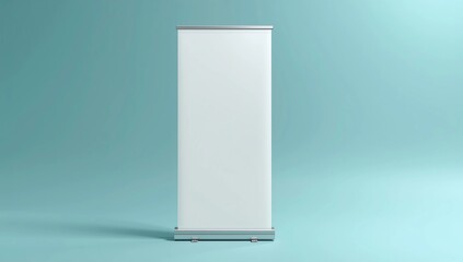 Blank roll up banner display. Template mockup. 3D rendering