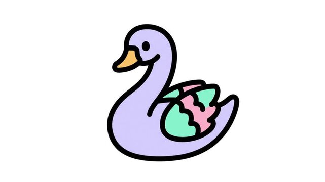Simple cartoon outline of a swan designed for baby visual learning and shape recognition, perfect for toddler educational apps and flashcards.
