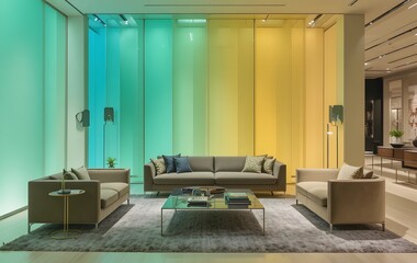 living room interior with RGB lights