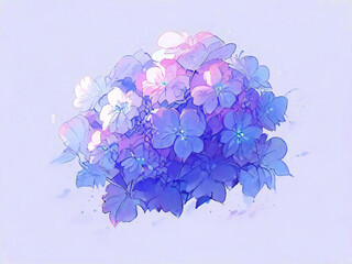 Hydrangea with a gradation from blue to purple