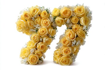 Intricate floral arrangement displaying yellow roses and white accents forming unique decorative