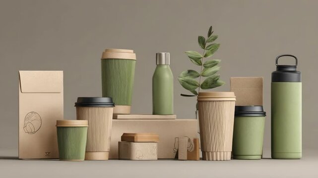 Medium shot featuring a variety of sustainable packaging containers focusing on different ecofriendly materials promoting green distribution practices.