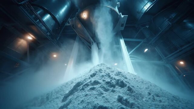 Medium shot of bone meal production process showcasing grinding and drying equipment converting bones into nutrientrich powder for fertilizer and feed