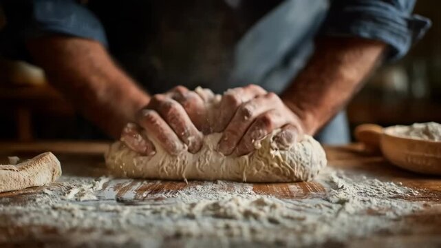 Person kneading quinoa flour dough on a wooden surface as they prepare a nutritious glutenfree pizza base.