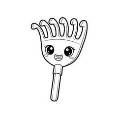 Kawaii Garden Rake Coloring Page