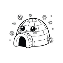 Kawaii Igloo Coloring Page
