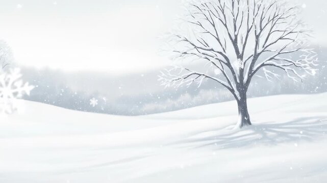Winter Wonderland - Serene Snowfall in a Peaceful Landscape with Bare Trees.