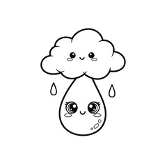 Kawaii Weather Characters Line Art