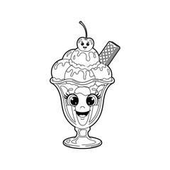 Simple Kawaii Sundae Vector