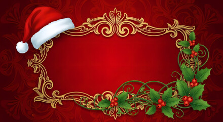 red christmas frame isolated illustration