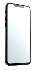 Modern smartphone with a blank white screen on a black background
