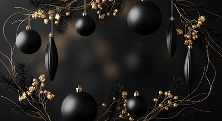 Elegant Black and Gold Christmas Ornaments Festive Holiday Decoration