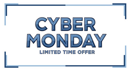 Dynamic promotional graphic for a Cyber Monday limited time offer, ideal for marketing online shopping discounts and special seasonal sales events to attract customers