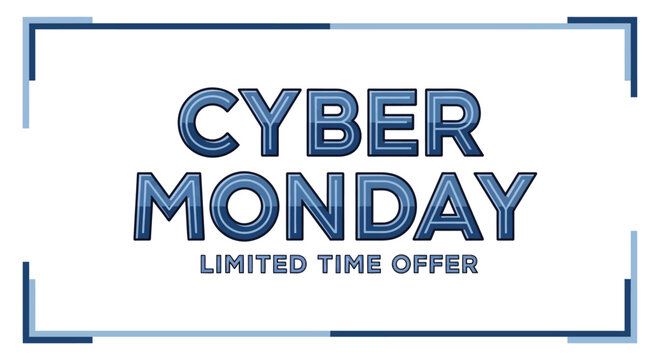 Dynamic promotional graphic for a Cyber Monday limited time offer, ideal for marketing online shopping discounts and special seasonal sales events to attract customers