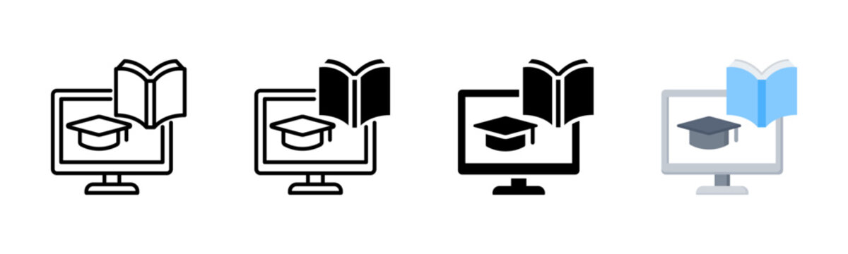 Online Course Icon, Multi Styles Icon Set