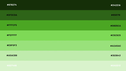color palette combination with a combination of colors from dark to light with a code once - green