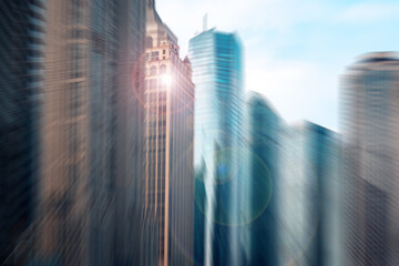 Blurred radial lines of Urban architectural