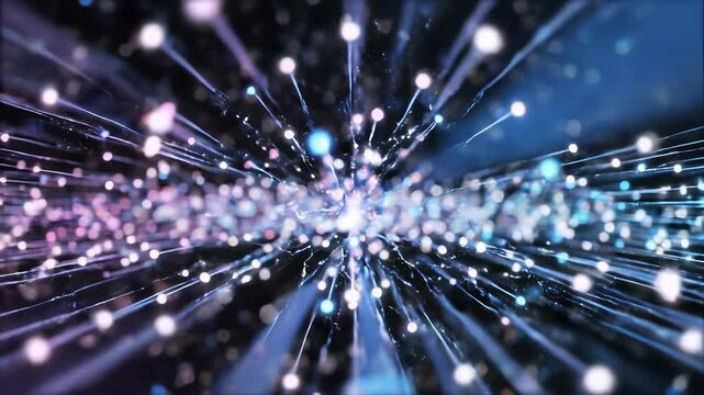 Fiber optic infrastructure digital landscape featuring tangled wires and suspended lights on a black background, perfectly capturing the essence of modern communication networks and.