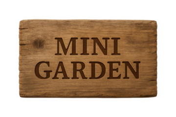 Rustic carved wooden mini garden sign with engraved text