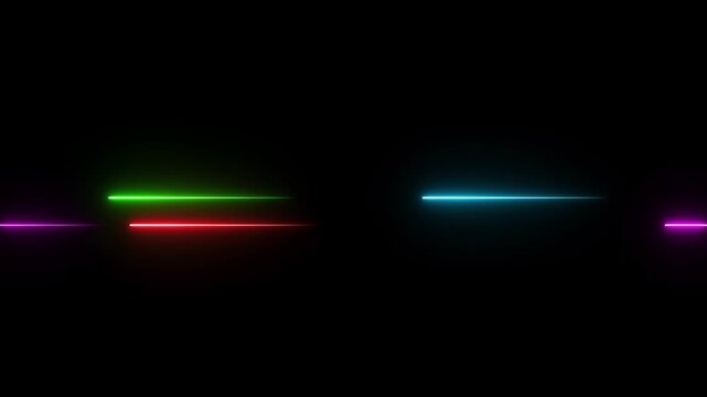 Moving neon line stripes animation. Digital  stripes line animation on black background.