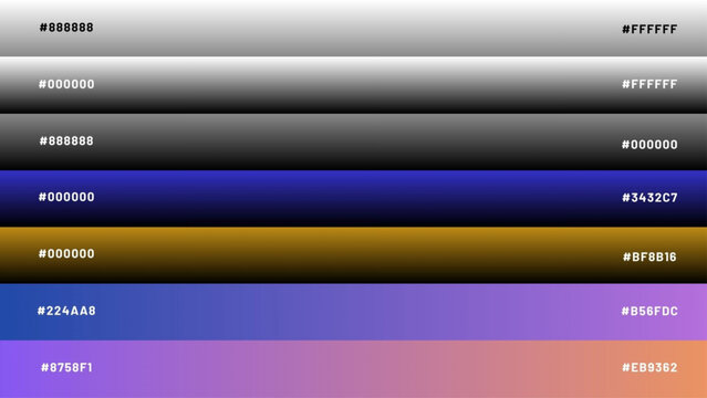 a combination of two color palettes with a combination of various colors along with a code