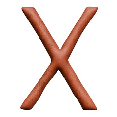 Lowercase 3D Render Alphabet Hand-Carved Wood Grain Accent