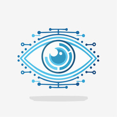 Abstract technology eye with digital connection symbol for visual concept