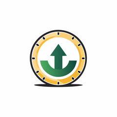 Abstract Time Arrow Icon Symbolizing Progress and Growth, Innovative Approach