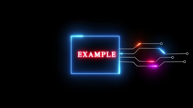 Neon Example- text animation on black background. Glowing neon text. Neon text letter animation.