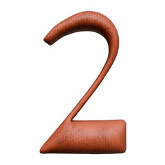 Number 3d render Hand-Carved Wood Grain Accent