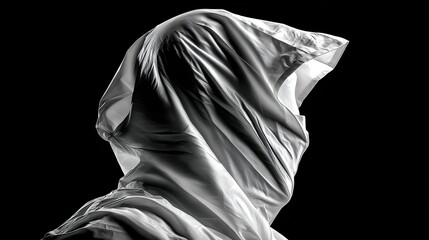 Abstract fabric silhouette on black background conceptual design