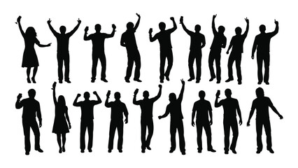 Energetic party people silhouettes isolated on white background, Vector