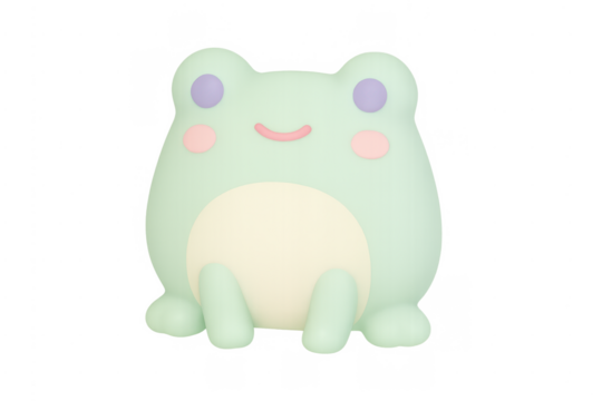 Cute cartoon frog 3d character smiling with pastel colors