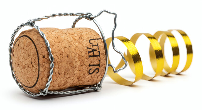 Celebration begins with a champagne cork and festive gold ribbon unfurling for joyous moments