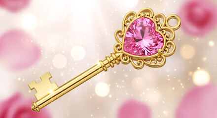golden key with heart