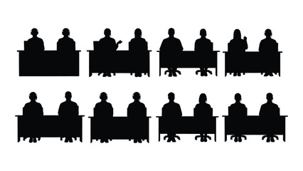 Customer service and support team silhouettes isolated on white background, Vector