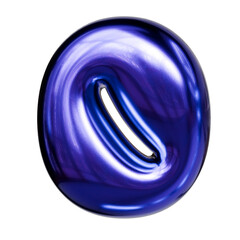 Alphabet, number and symbol 3D render Glossy Metallic Gel Symbol