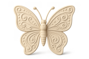 Decorative butterfly molding relief on transparent background