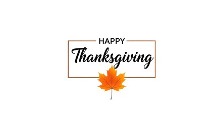 Happy thanksgiving typography with a maple leaf isolated on white background festive design for cards, banners, posters, and social media posts autumn holiday celebration