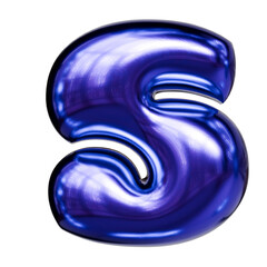 Alphabet, number and symbol 3D render Glossy Metallic Gel Symbol