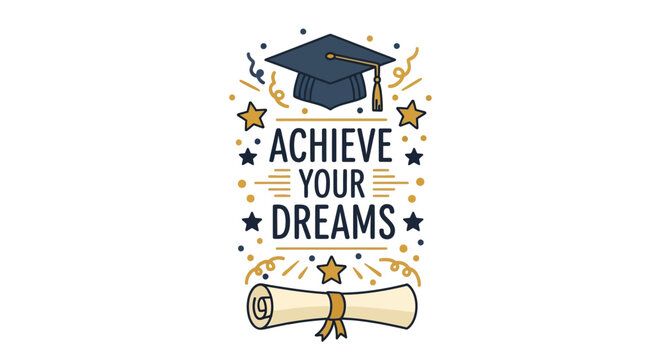 motivational graduation illustration inspiring academic success achievement - Powered by Adobe