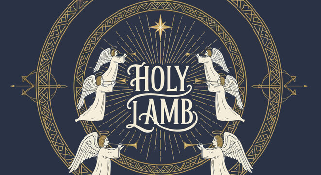 Divine Heraldry: A celestial assembly announcing a sacred message.