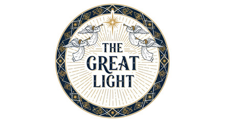 angelic proclamation with triumphant trumpets around a celestial star burst